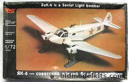 Mastercraft 1/72 Yak-6 Soviet Light Bomber with Skis or Wheels plastic model kit